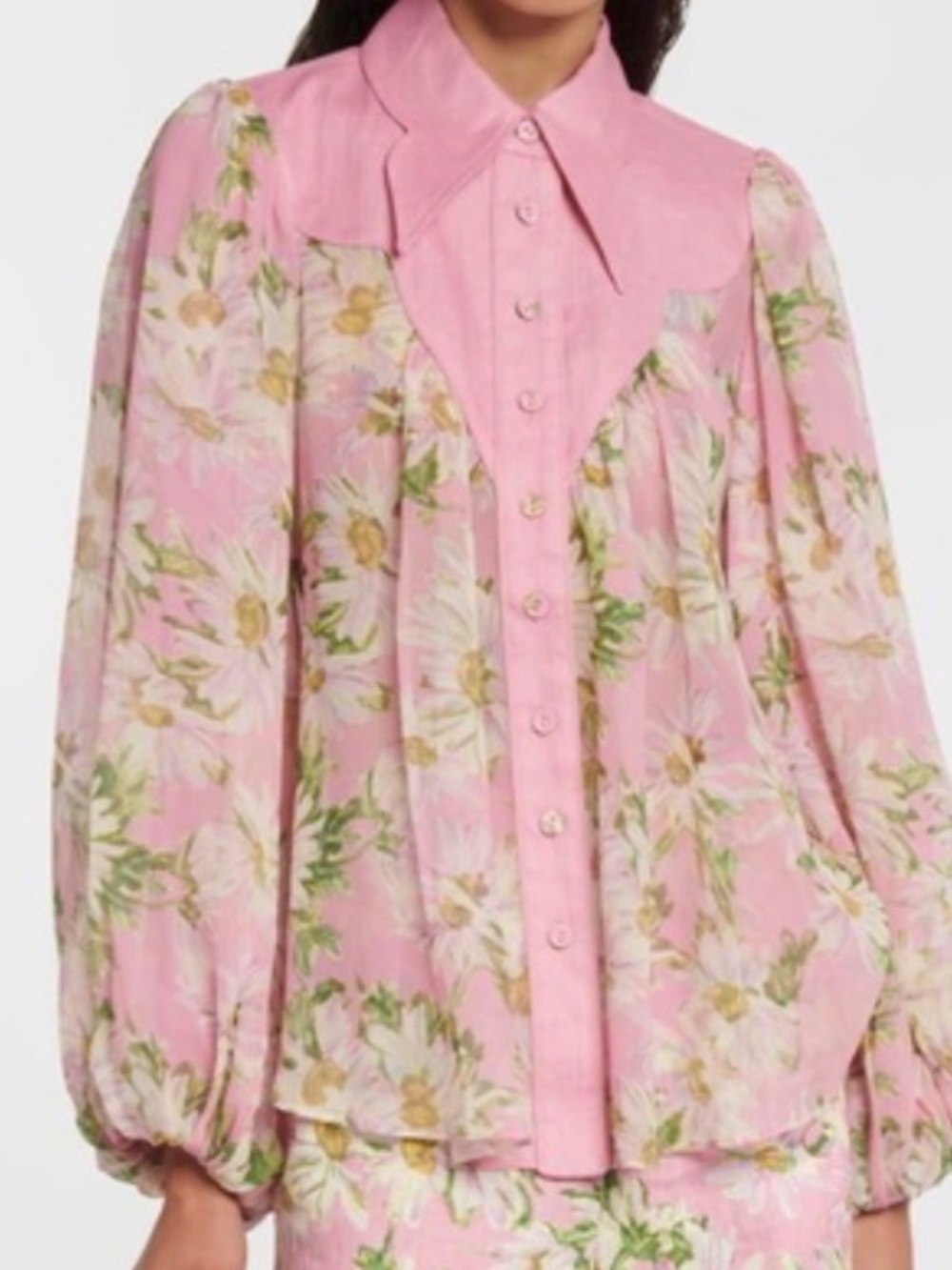 Alemais Pink Floral Button-Up Blouse